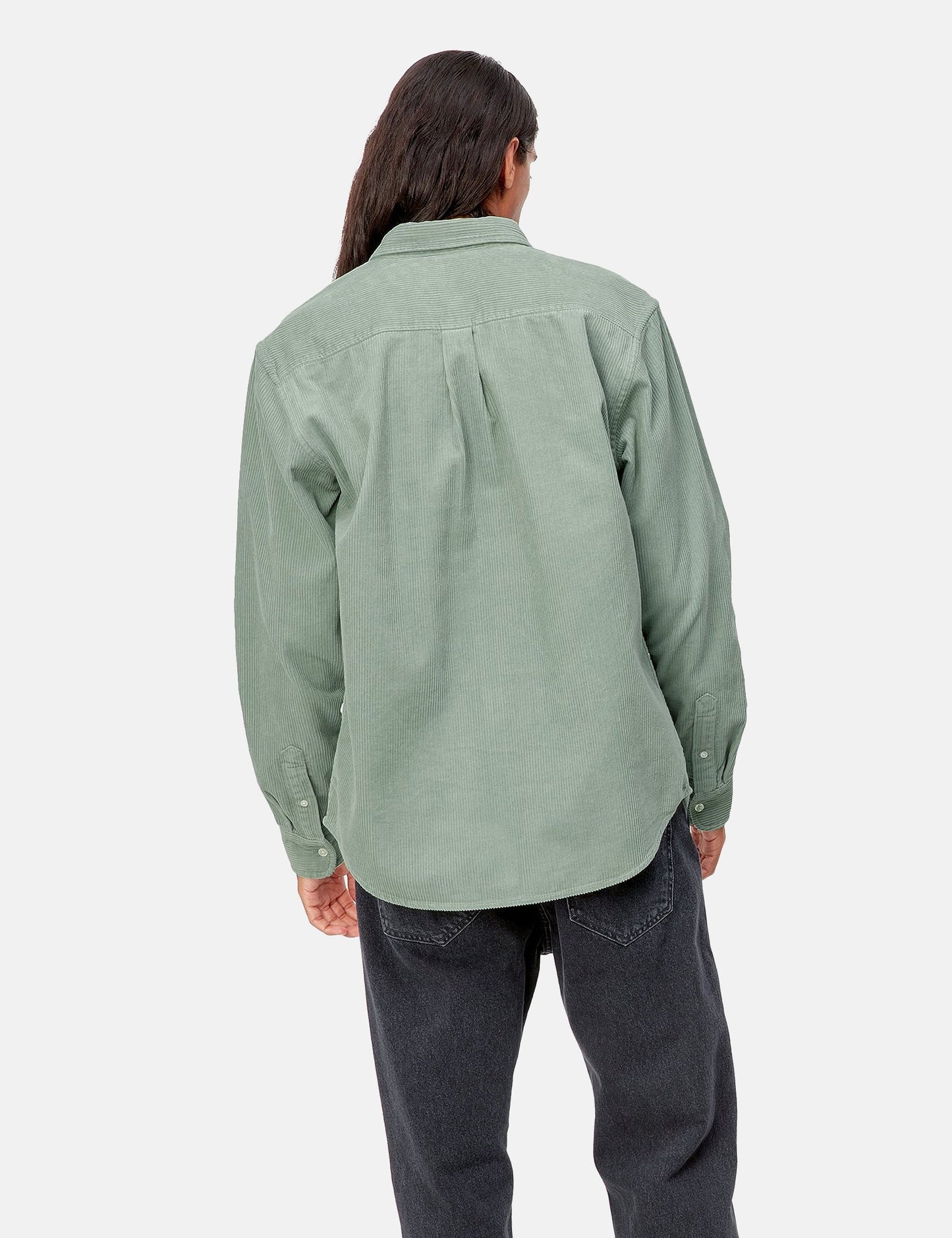 Madison Cord Shirt - Misty Sage Green/Black