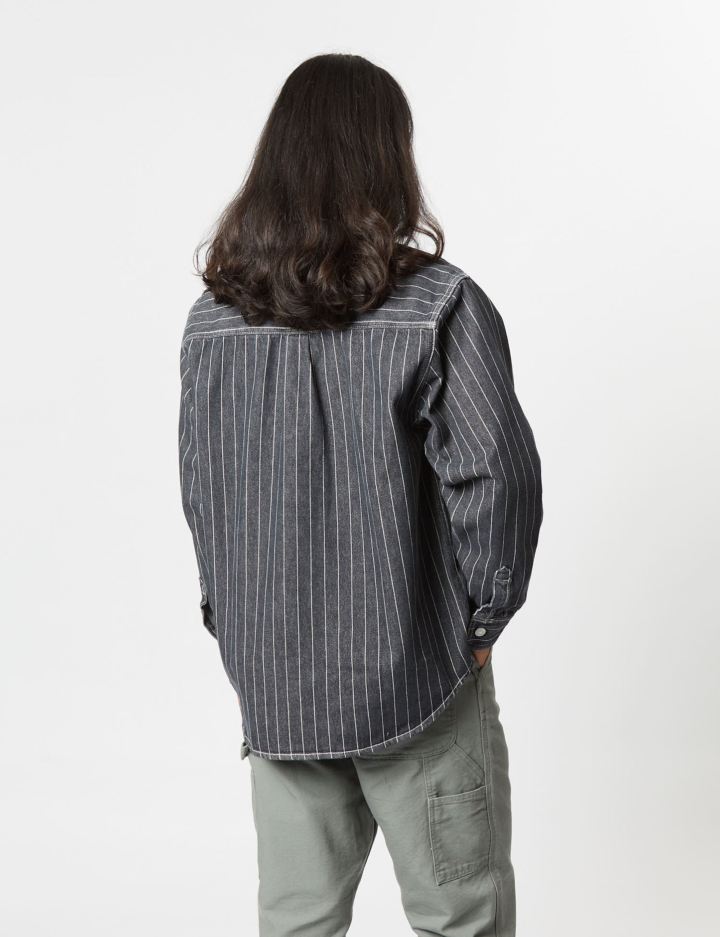 Orlean Stripe Over Shirt (100% Cotton Poplin) - Black