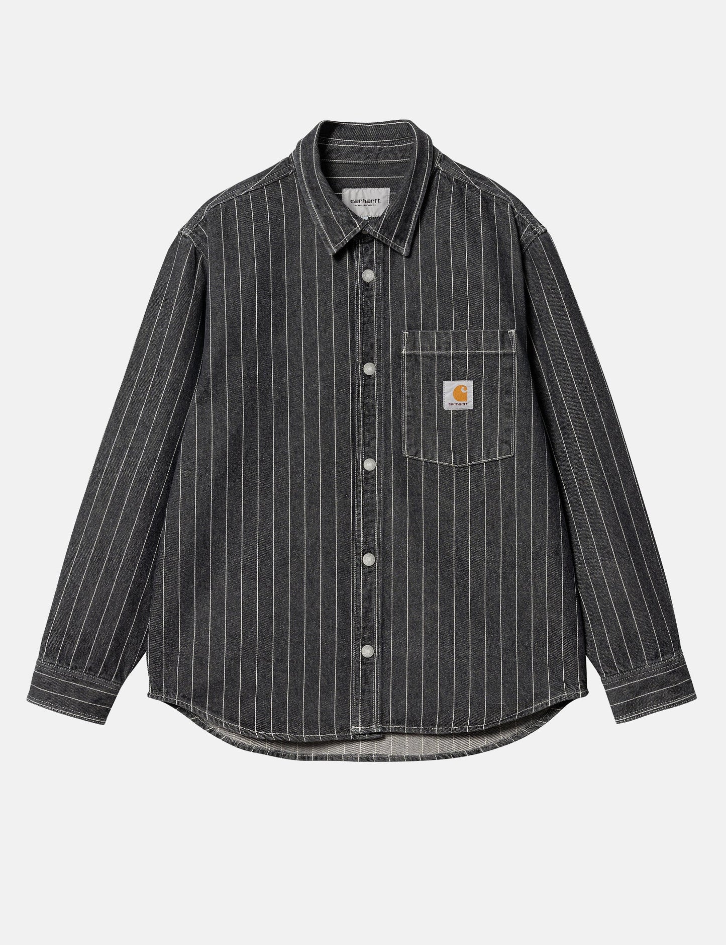 Orlean Stripe Over Shirt (100% Cotton Poplin) - Black